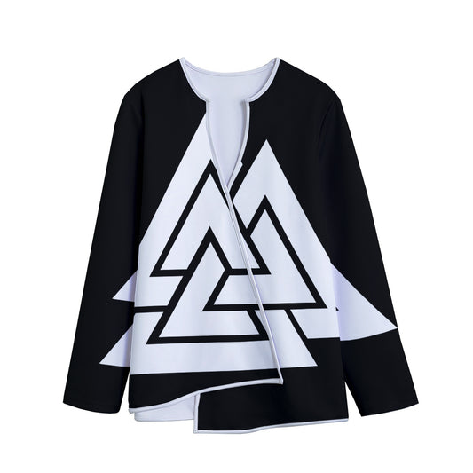 Viking Valknut Symbol Print Long Sleeve Short Coat