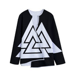 Viking Valknut Symbol Print Long Sleeve Short Coat