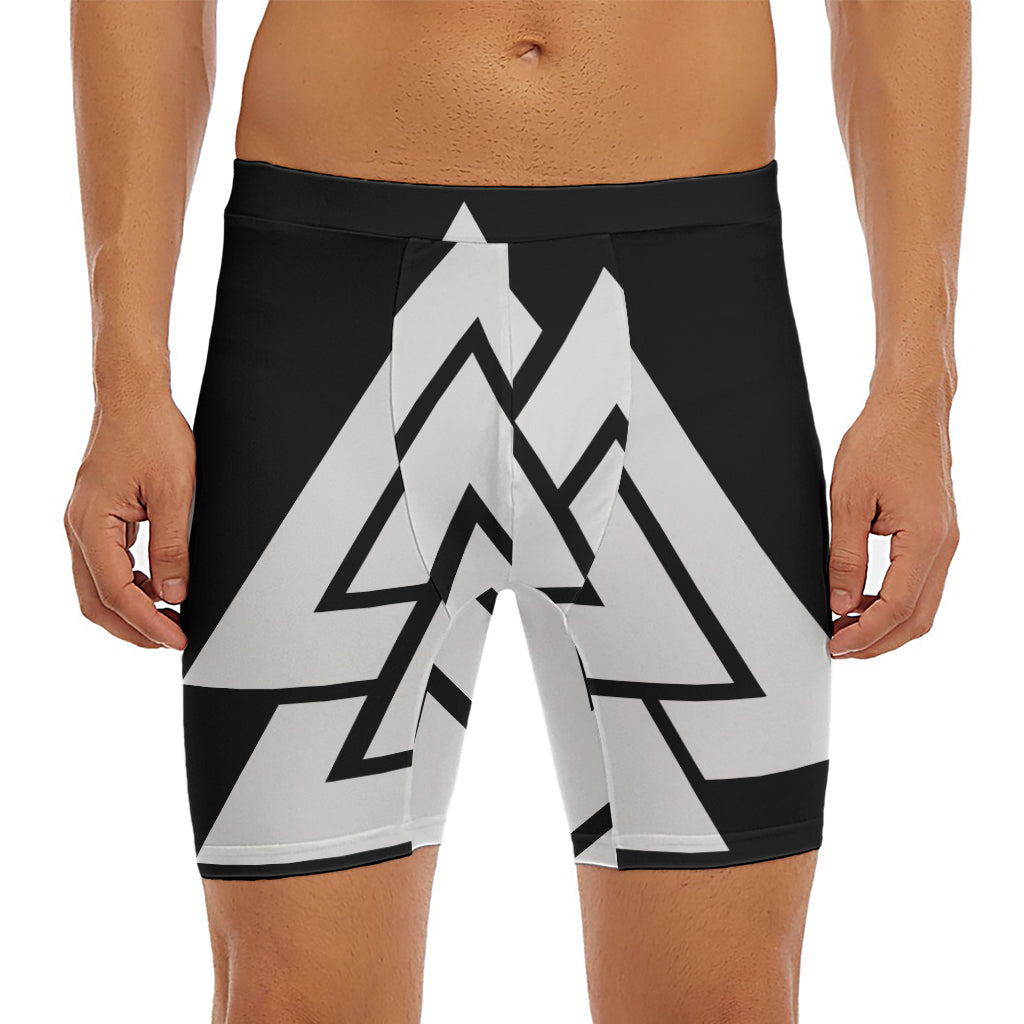 Viking Valknut Symbol Print Men's Long Boxer Briefs
