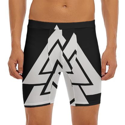 Viking Valknut Symbol Print Men's Long Boxer Briefs
