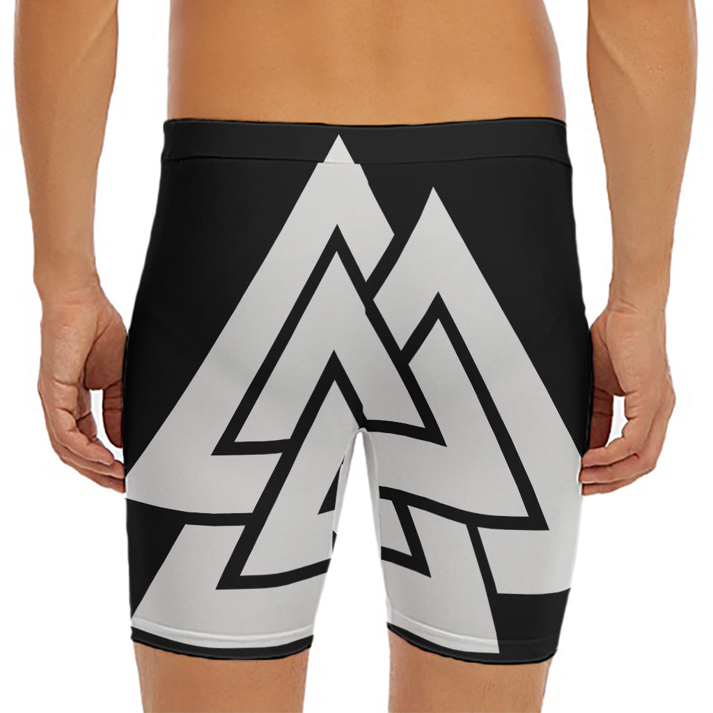 Viking Valknut Symbol Print Men's Long Boxer Briefs