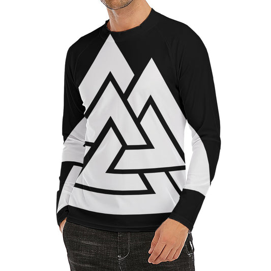 Viking Valknut Symbol Print Men's Long Sleeve Rash Guard