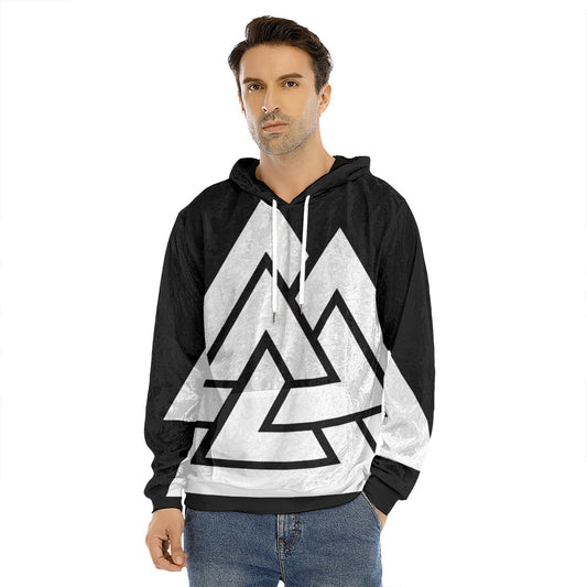 Viking Valknut Symbol Print Men's Velvet Pullover Hoodie