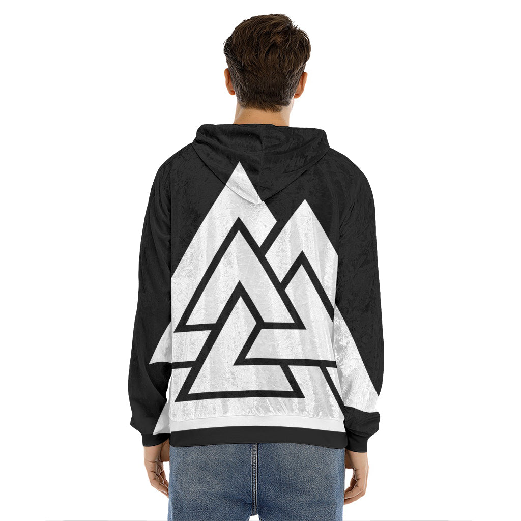 Viking Valknut Symbol Print Men's Velvet Pullover Hoodie