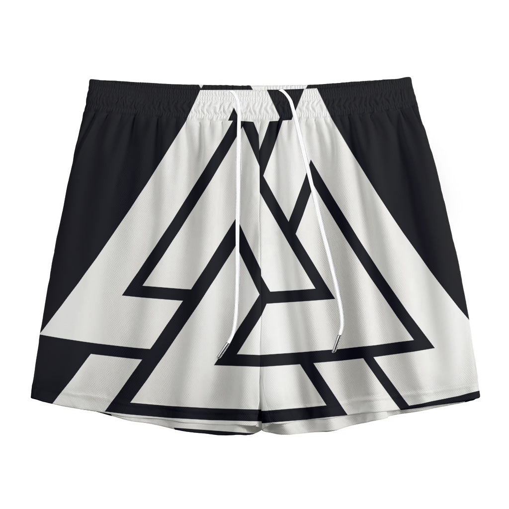 Viking Valknut Symbol Print Mesh Shorts