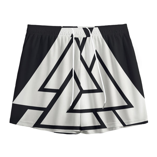 Viking Valknut Symbol Print Mesh Shorts