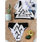 Viking Valknut Symbol Print One Shoulder Bikini Top