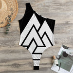 Viking Valknut Symbol Print One Shoulder Bodysuit