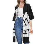 Viking Valknut Symbol Print Open Front Beach Cover Up