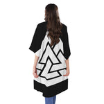 Viking Valknut Symbol Print Open Front Beach Cover Up