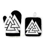 Viking Valknut Symbol Print Oven Mitt And Pot Holder Set