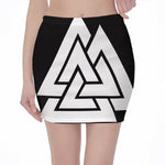 Viking Valknut Symbol Print Pencil Mini Skirt