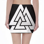 Viking Valknut Symbol Print Pencil Mini Skirt