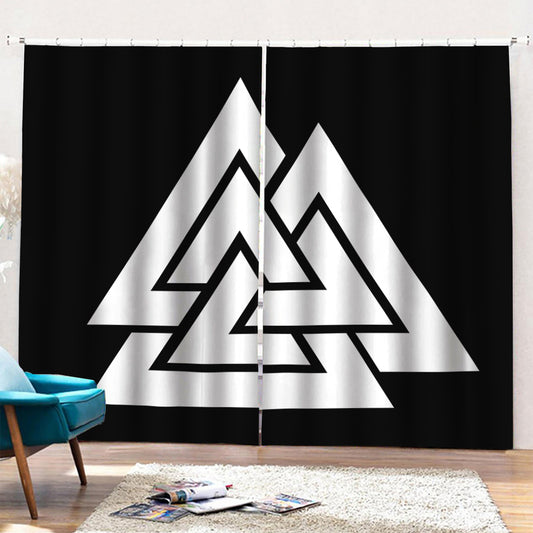 Viking Valknut Symbol Print Pencil Pleat Curtains
