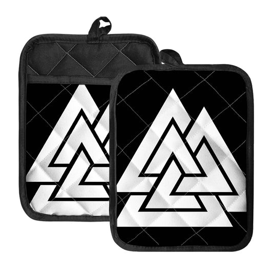 Viking Valknut Symbol Print Pot Holders With Pocket