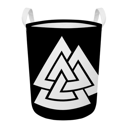 Viking Valknut Symbol Print Round Laundry Basket