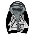 Viking Valknut Symbol Print Sherpa Lined Zip Up Hoodie