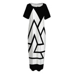 Viking Valknut Symbol Print Short Sleeve Long Nightdress