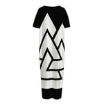 Viking Valknut Symbol Print Short Sleeve Long Nightdress