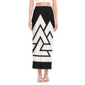 Viking Valknut Symbol Print Side Slit Maxi Skirt
