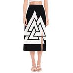 Viking Valknut Symbol Print Side Slit Midi Skirt