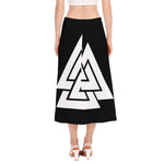 Viking Valknut Symbol Print Side Slit Midi Skirt