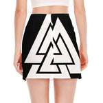 Viking Valknut Symbol Print Side Slit Mini Skirt