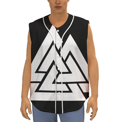 Viking Valknut Symbol Print Sleeveless Baseball Jersey