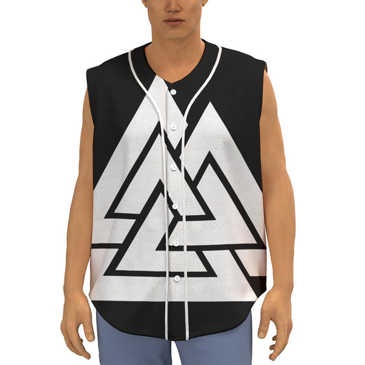 Viking Valknut Symbol Print Sleeveless Baseball Jersey