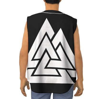 Viking Valknut Symbol Print Sleeveless Baseball Jersey