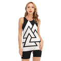 Viking Valknut Symbol Print Sleeveless One Piece Swimsuit