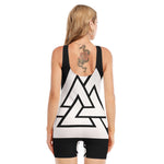Viking Valknut Symbol Print Sleeveless One Piece Swimsuit