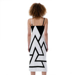Viking Valknut Symbol Print Slim Fit Midi Cami Dress