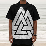 Viking Valknut Symbol Print Textured Short Sleeve Shirt