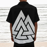 Viking Valknut Symbol Print Textured Short Sleeve Shirt