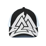 Viking Valknut Symbol Print White Mesh Trucker Cap