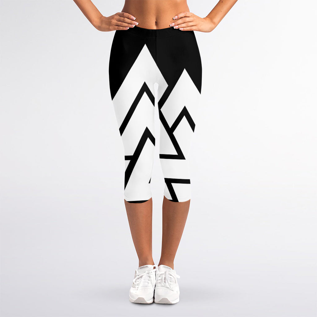 Viking Valknut Symbol Print Women's Capri Leggings