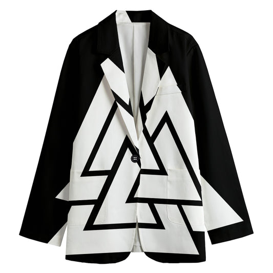 Viking Valknut Symbol Print Women's Cotton Blazer