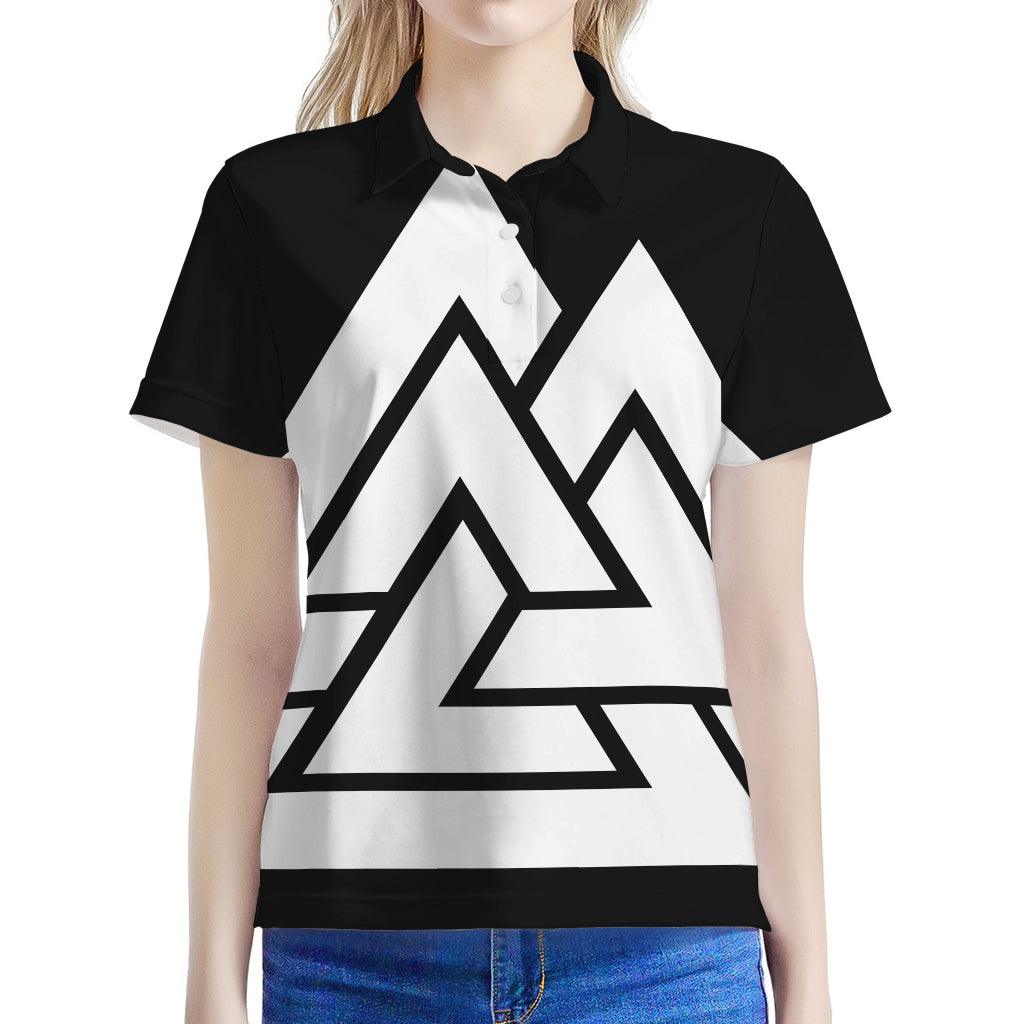 Viking Valknut Symbol Print Women's Polo Shirt