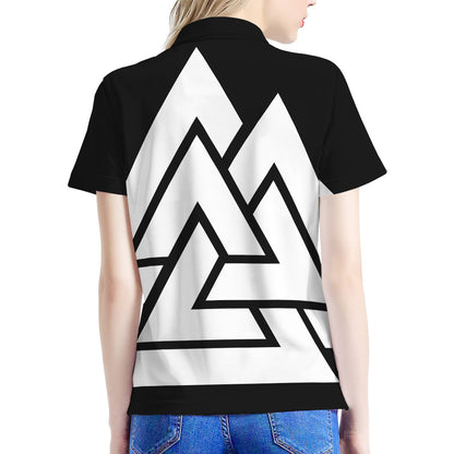 Viking Valknut Symbol Print Women's Polo Shirt