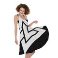 Viking Valknut Symbol Print Sleeveless Knee Length Dress