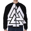 Viking Valknut Symbol Print Zip Sleeve Bomber Jacket