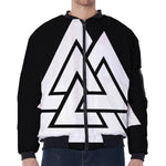 Viking Valknut Symbol Print Zip Sleeve Bomber Jacket