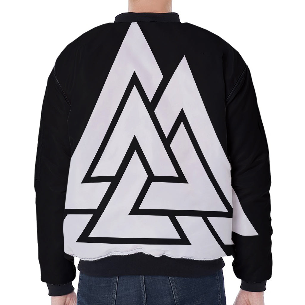Viking Valknut Symbol Print Zip Sleeve Bomber Jacket