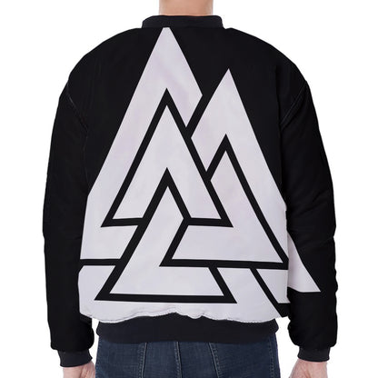 Viking Valknut Symbol Print Zip Sleeve Bomber Jacket