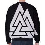Viking Valknut Symbol Print Zip Sleeve Bomber Jacket