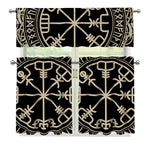 Viking Vegvisir Print 3 Piece Kitchen Curtains