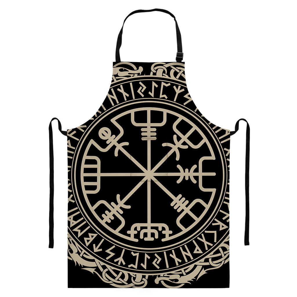 Viking Vegvisir Print Bib Apron With Pocket