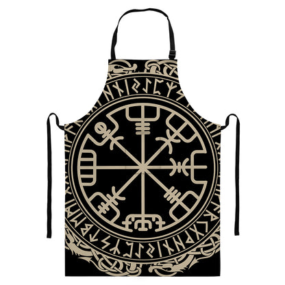 Viking Vegvisir Print Bib Apron With Pocket