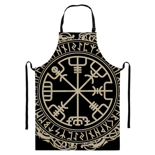 Viking Vegvisir Print Bib Apron With Pocket